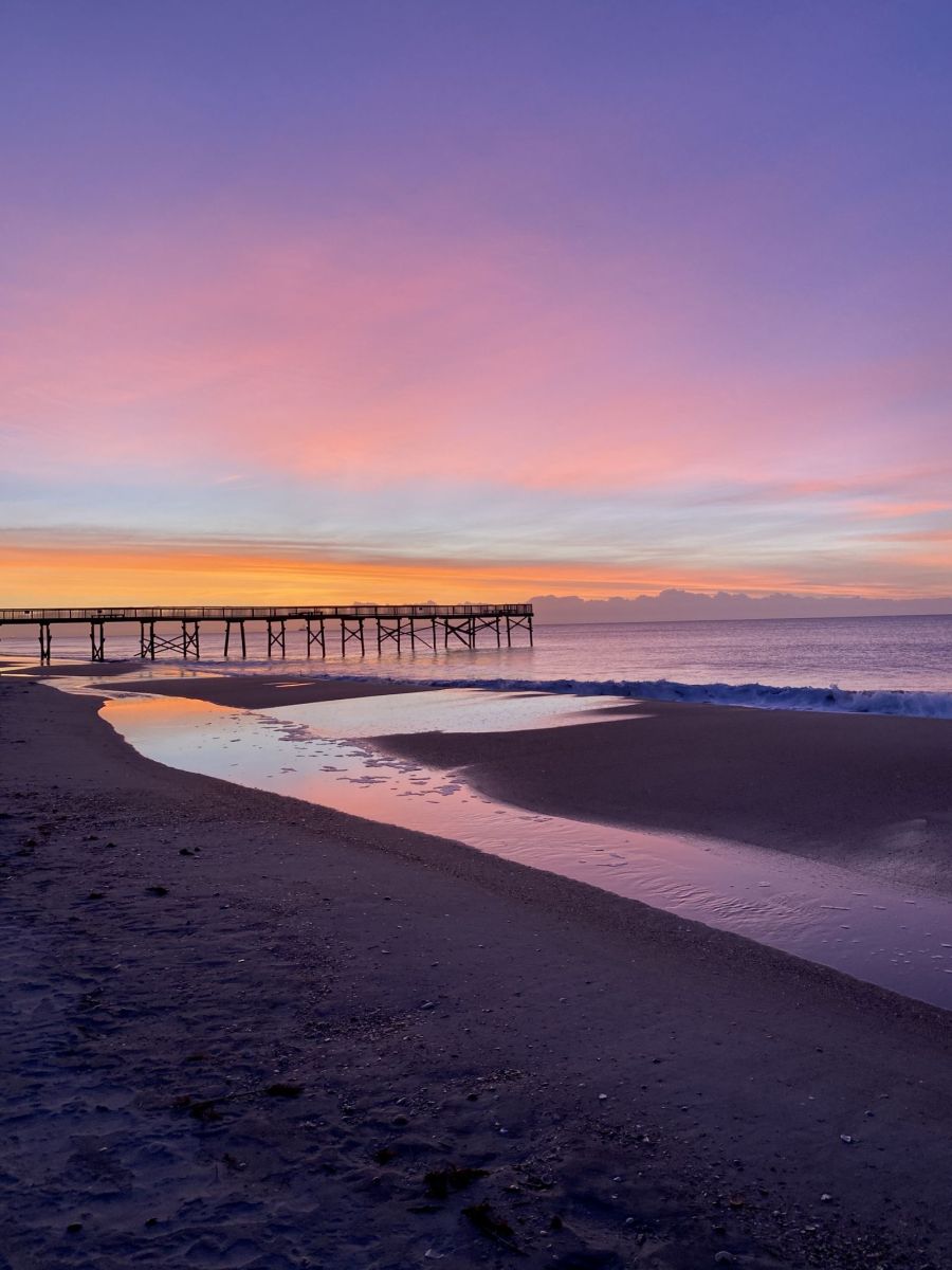 sunset at the Bogue Inlet Pier in Emerald Isle, NC